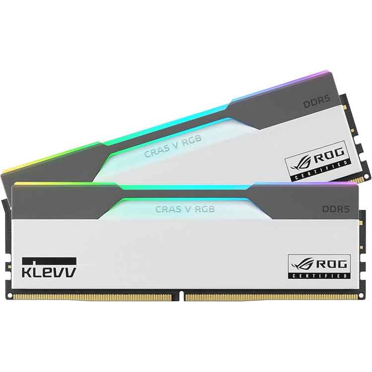 خرید رم KLEVV Cras V RGB DDR5 - ظرفیت ۴۸ گیگابایت - دو کاناله - سرعت 6200 مگاهرتز - CL32 - سفید - نسخه ROG