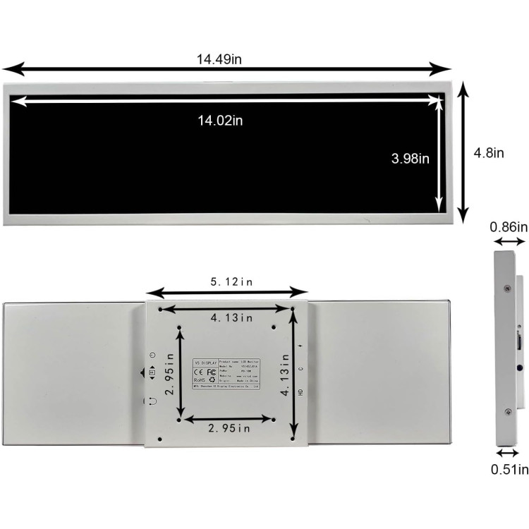 خرید نمایشگر LCD کیس کامپیوتر VSDISPLAY - کیفیت 2560x720 - سایز 14.5 اینچ